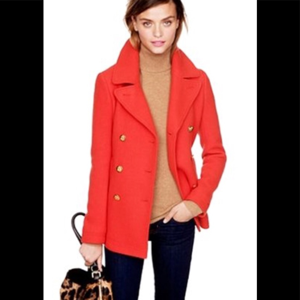 J Crew Stadium Cloth peacoat Red size 12